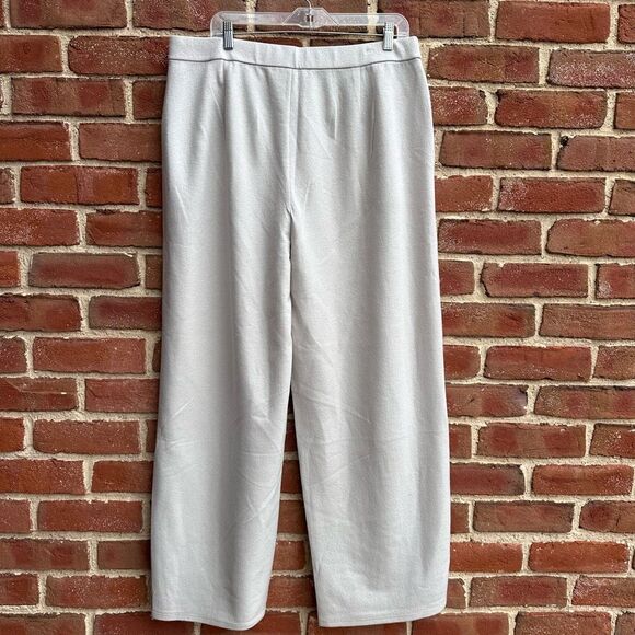 Eileen Fisher $228 Boiled Wool Jersey Pleated Wide-Leg Pant in Chalk medium - Picture 3 of 6